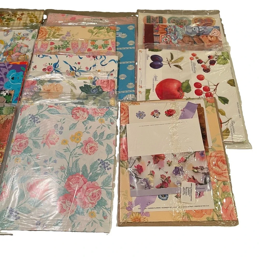 Current Inc Vtg 80s 90s Gift Wrap Lot 15 Packs Cards Bows Ribbon Stickers